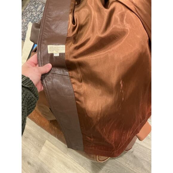 Vintage Womens Long Leather Suede Patchwork Trench Coat Size 16 Western Cowboy - Picture 8 of 13